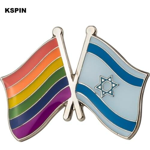 Rainbow Israel Friendship Natinal Lapel Pins Flag Lapel Pins Country Flag Badge Flag Badge Brooch XY0365