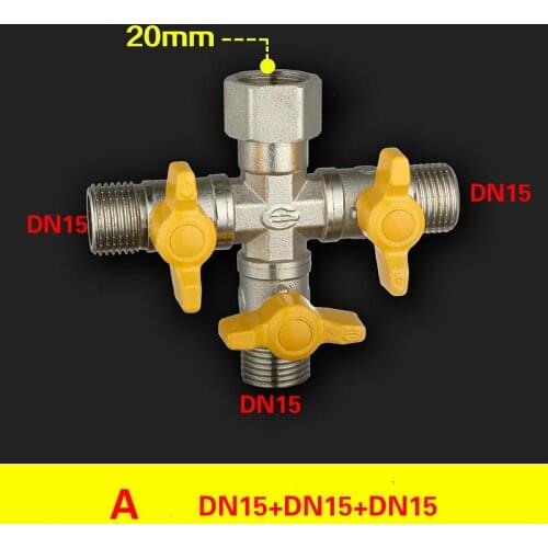 Distribution Water Manifold Brass Water Splitter/Shut Off Valve Washing machine Faucet Splitter Valves DN15 DN20 adaptor