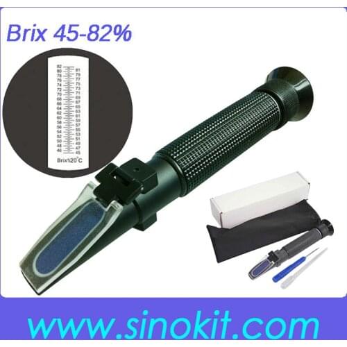 Free Shipping ABS Plastic 45-82%Brix and Sugar Hand Refractometer without calibration oil P-RHB-82ATC