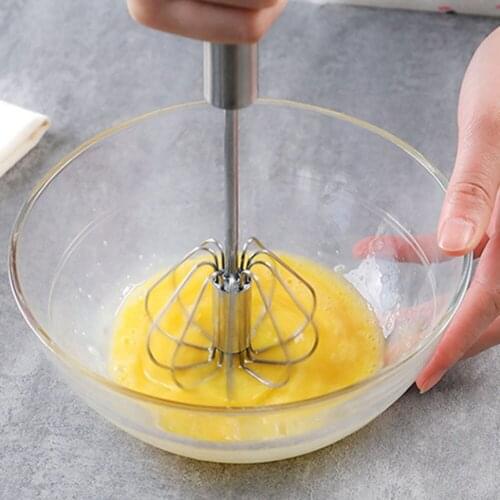Hand Push Semi-Automatic Stainless Steel Egg Whisk Beater Manual Handheld Mixer Self Turning Egg Stirrer Kitchen Accessories