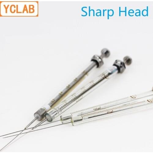 YCLAB Micro Injector 0.5/1/2/5/10/25/50/100/250/500/1000uL Glass Syringe Sharp Head Needle for Gas Chromatograph