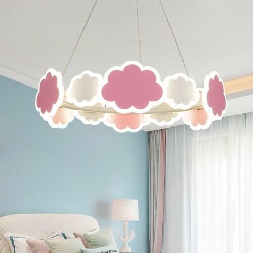 Simple cloud chandelier led childrens room Princess lamp girls bedroom warm personality creative cartoon lamp