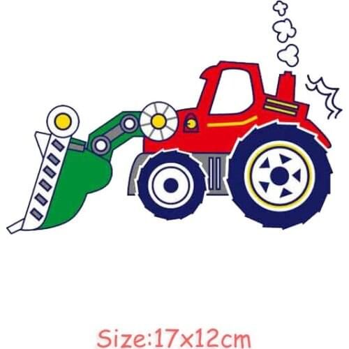 Thermo-Stickers On Fabric Excavator Mixer Airplane Steamer Boys Heat Transfer Clothing Applications Transfers For Clothes Decor