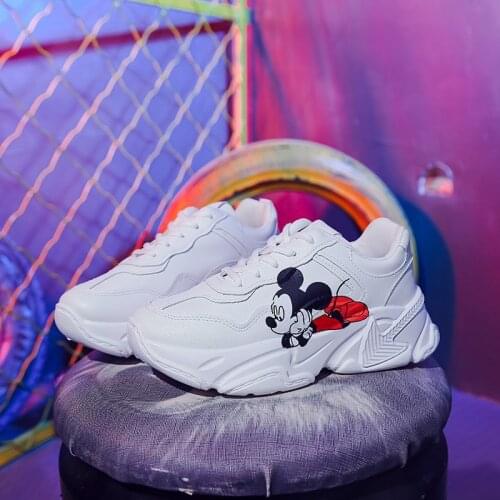 Disney Mickey mouse shoes girl ins casual shoes spring and autumn new white thick-soled all-match sneakers
