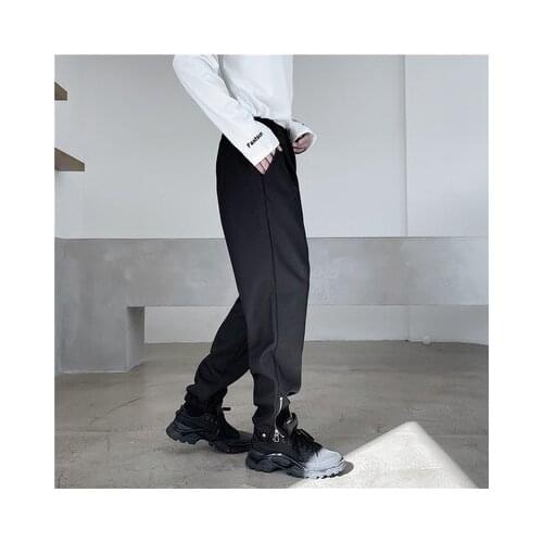 Spring season individual trouser leg zipper tight waist loose casual sports pants trend mens bound feet small trousers