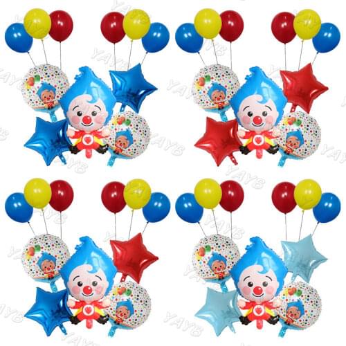 1 Set Cartoon Clown Plim Plim Foil Balloons Set Children Birthday Party Decorations Inflatable Helium Globos Kids Classic Toys