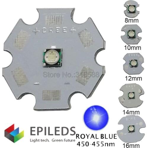 10pc 3W 450nm Royal Blue Color 3535 Epileds High Power Plant Grow LED Light Emitter Diode on 8mm/12mm/14mm/ 16mm / 20mm Star PCB