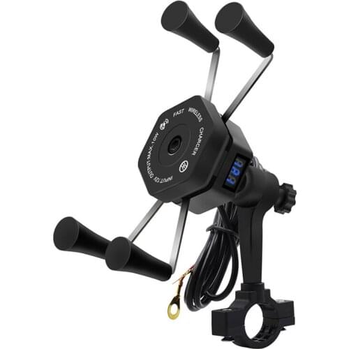 2 IN 1 Motorcycle Charging Mobile Phone Navigation Bracket Multifunctional With Switch Voltmeter