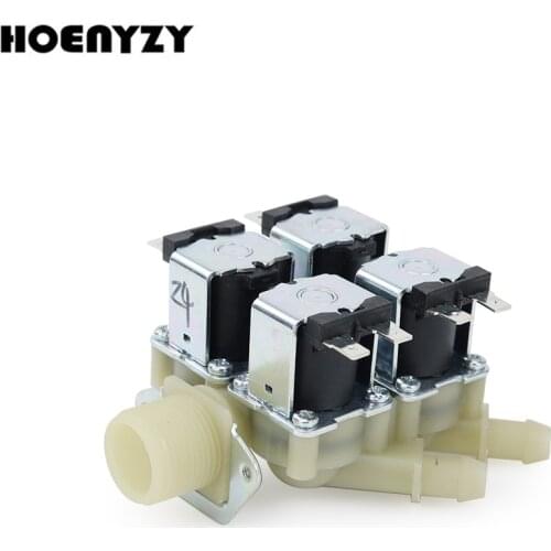 3/4" 1 In 4 Out Plastic Electromagnetic Valve DN20 Normally Closed 220V/12V/24V Water Inlet Drain Solenoid Valve