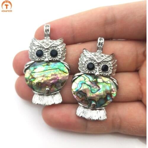 3Pcs Natural Shell Cute Owl Shape Abalone White Shell Pendants For Necklace Jewelry Beach Shell Pendants For Women Friend Gift