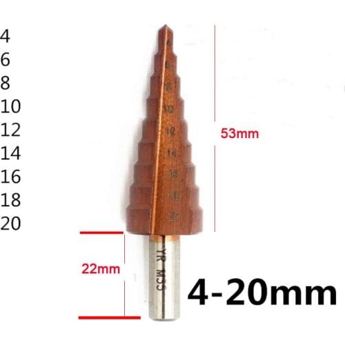 4-12mm 4-20mm 4-32mm Triangle M35 Cobalt Coated Step Drill Bit Metal Hole Cutter
