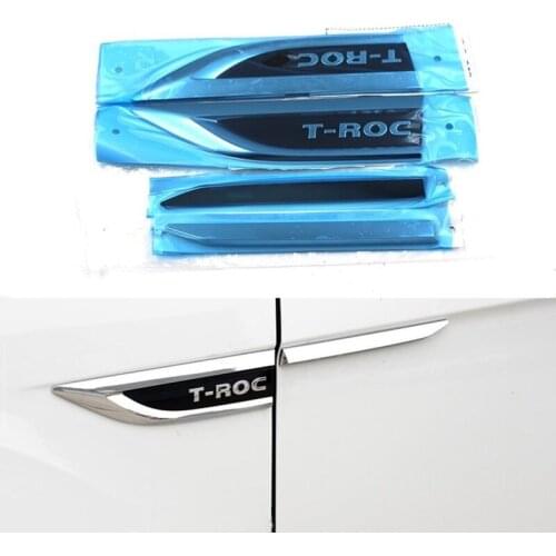 4Pcs/lot For VW T-ROC TROC 2018 2019 Chrome Side Fender Door Wing Emblem Badge Sticker