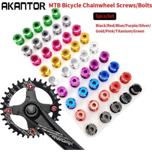 5PCS Bicycle Chainwheel Screws&Bolts MTB Chainring Bolts Bike Tooth Plate Screws Crankset Cap Bolts Bicycle Parts