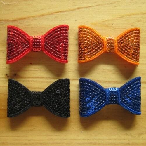 50pcs/lot 18colors DIY Shiny Sequin Bows Knot Hair Clips Fashion Applique Headband Bows For Kids Girls Hair Accessories Hair Bow