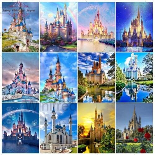 5D Diamond Painting Beautiful Landscape Castle DIY Diamond Embroidery Full Square Round Diamond Mosaic Cross Stitch Home Decor