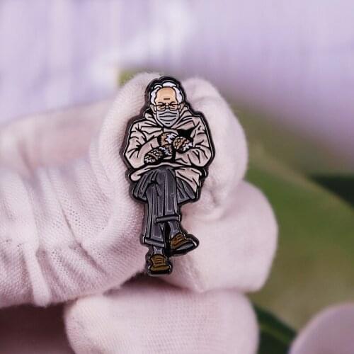 Bernie Sanders Sitting Enamel Pin Badge Brooch fashion Accessory