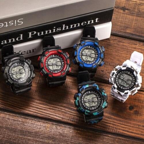 Digital Mens Electronic Watch Sports Type Stopwatch Timer LED Night Light Dial Waterproof Automatic Update Calendar