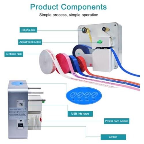 Digital mini ribbon printer,digital satin ribbon printing machine hot stamping foil printer AMD-320