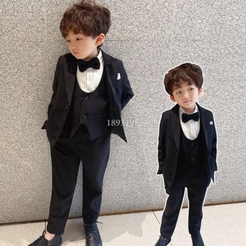 Children Formal Suit Set Flower Boys Wedding Party Piano Performance Costume Kids Tuxedo Vest Pants Clothing Sets
