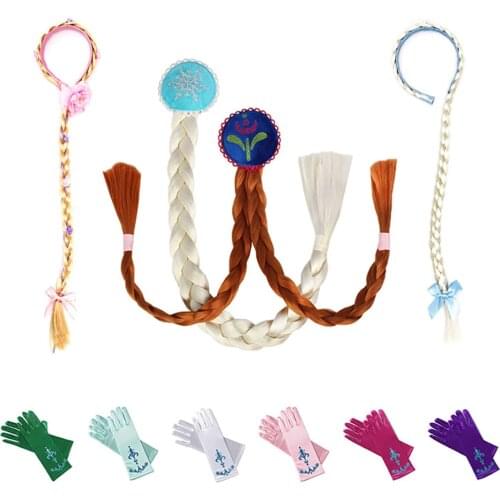 Child Wig Braids Baby Girls Cosplay Show Dress Up Hair Accessories Anna Princess Style Braid Hair Clip Headband Elsa Hairpin