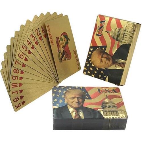Donald Trump Waterproof Plastic Playing Cards Color Gold Foil Poker Deck Game