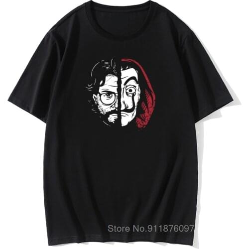 La Casa De Papel Profesor T-Shirt Mens Money Heist Novelty Tee Shirt Vintage Cotton House Of Paper Tees Big Size T Shirts