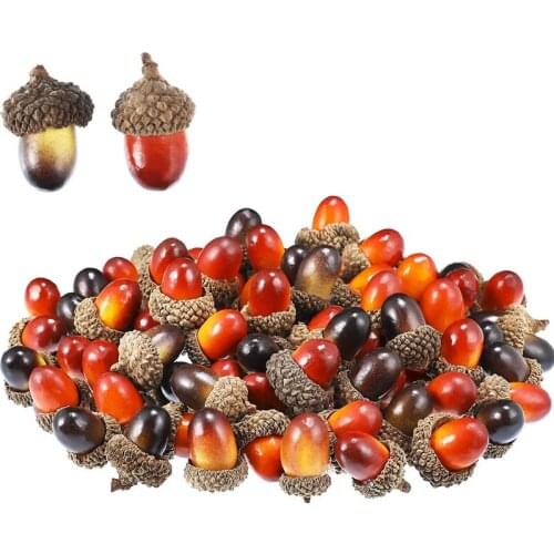 100 Pieces Acorns Decor Craft Artificial Acorns Fake Fruit Props Acorns Decoration for DIY Handcraft Party