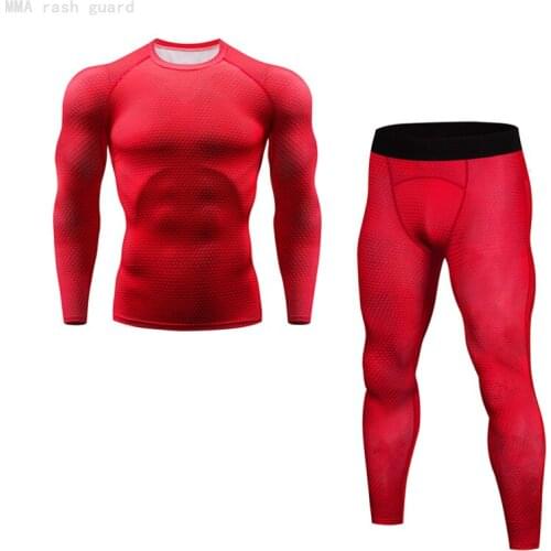 Thermal underwear set Mens clothing winter first layer long johns MMA compression shirt pants rash guard male Jogging suit 4XL
