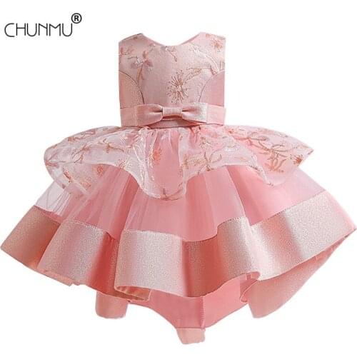 Baby Girls Flower Baptism Dress Infant Princess Birthday Clothes Toddler Lace Embroidery Christening Gown Kids Dresses for Girl