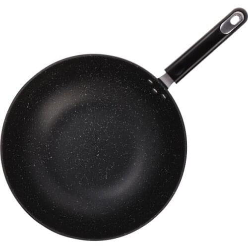 Kitchen 32cm Maifan Stone Wok Smokeless Nonstick Household Double Bottom Pan Flat Bottom Wok