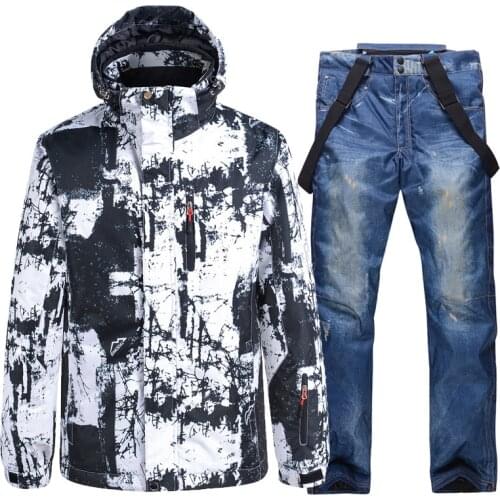 Unisex Ski suit men Women Snowboarding Jacket + Ski Pants winter outdoor thermal Snowboarding set waterproof Windproof ski Parka