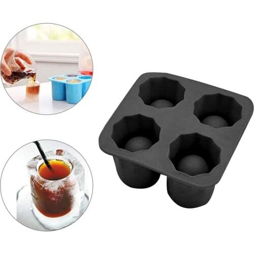 2021 New Ice Cube Tray Mold 4 Cup Tray Party Glass Freeze Mold Summer Bar Drinking Tool Ice Shot Glass Whiskey Cocktail Cold