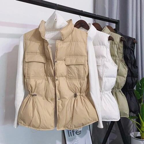 New Autumn Winter 90% Ultra Light Down Vest Women Short Vests Korean Stand Collar Duck Down Vest Jacket Warm Waistcoat