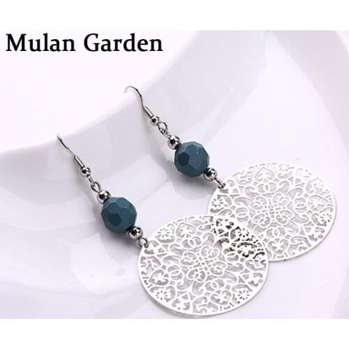 M&G New Creative Hollow Flower Dangle Earrings Geometric Stone Pendant Fashion Earring Women Jewelry Accessories Hot Sale