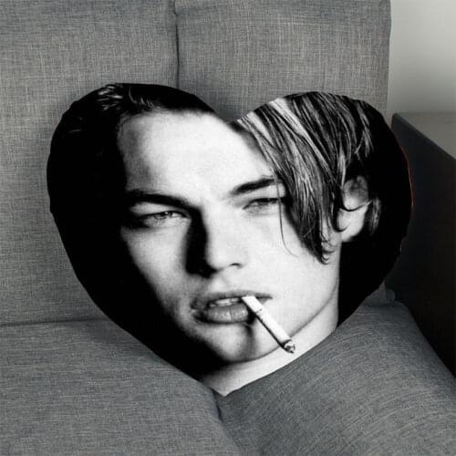 New Pillow Case Leonardo DiCaprio Heart Shape Satin Fabric Pillow Cover For Home Bedroom Wedding decorate Pillow Cases
