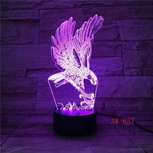 Eagle 3D Lamp Optical Illusion Night Light 7 Colors USB LED Night Lamp for Kids Birthday Gift Rooms Home Decoration Hawk