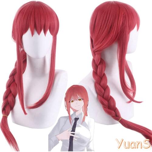 Anime Chainsaw Man Wig Makima Long Rose Red Hair Cosplay Wig Role Play Halloween Hair Synthetic 75cm