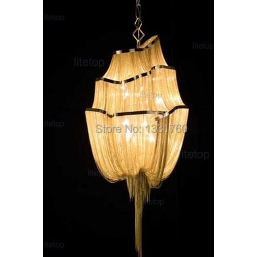 Aluminum chain pendant lamp splendid suspension light hotel project living room hotel restaurant lounge round hanging lighting