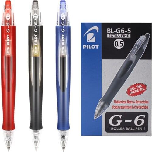 PILOT G6 Retractable Gel Ink Pen Rubber Pen Holder Rolling Ball Pen 0.5MM Extra Fine Point Black Blue Red Ink Office Stationery
