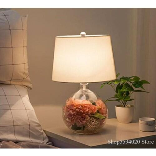 Nordic Modern Glass Table Lamp Flowers Decorate Bedside Night Table Lamp Garden American Creative Simple Lampara Standing Lamp