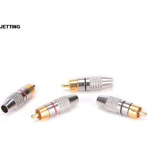 JETTING 4pcs RCA Male Plug Solder Audio Video Cable Adapters Connector Gold Plated Drop Shipping