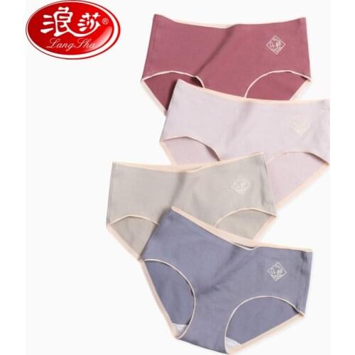LANGSHA 4Pcs/lot Panties Cotton Women Underwear Seamless Low Waist Sexy Girls Briefs Soft Breathable Panty Female Lingerie M XL