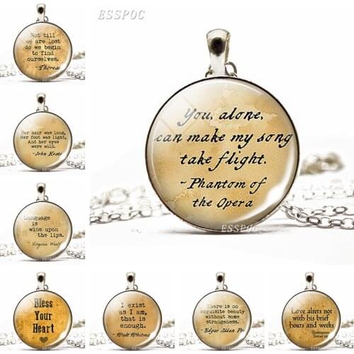 You, Alone, Can Make My Song Take Flight Literary Quote Necklace Glass Cabochon Jewelry Phantom of The Opera Pendant Singer Gift