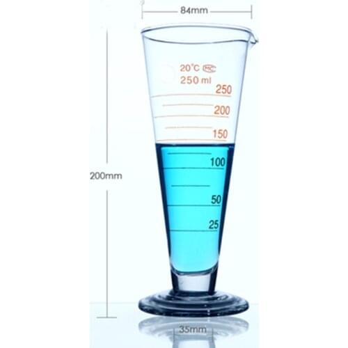 High quality Laboratory 250ml Measuring cylinder with Scale Taper Glass Measuring Cup Lab Supplies