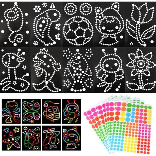 Funny Puzzle Dot Stickers For Kids Cute Cartoon Animal Drawing Mosaic Sticker Children Early Educational Patience Training Toys
