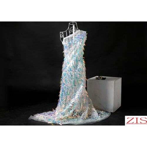 Fish scale sequins mesh lace fabric Shining fashion wide 140cm for diy wedding dress cloth skirt