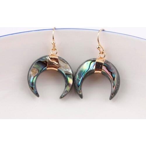 ZWPON 2019 Gold Abalone Shell Moon Drop Earrings for Women Fashion Half-moon Earrings Jewelry Wholesale