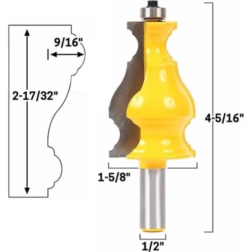 1pc 12mm 12.7mm 1/2 Inch Shank Large Picture Frame Molding Router Bit Line Woodworking Mold Milling Cutter For Wood MC03107