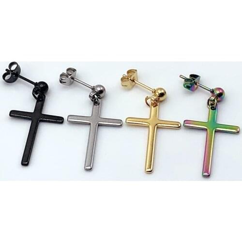 1PC Punk Gothic Metal Drop Earrings Cross Round Fake Ear Taper Fashion Women Men Christian Jesus Harajuku Cool Gild Rock Jewelry