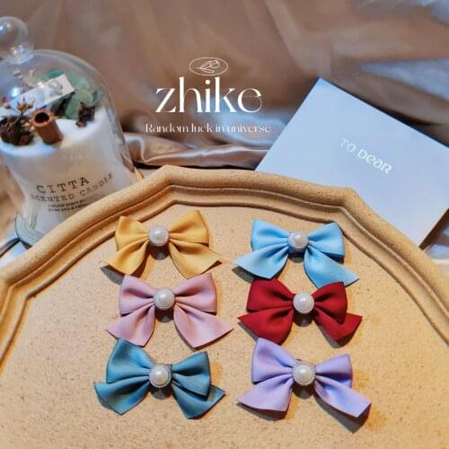 10pcs/Lot 6cm Colorful Pearl Silk Bow Patches Appliques For Clothes Shoes Sewing Supplies DIY Hair Decoration